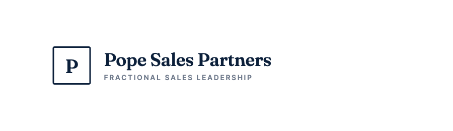 Letter P in a box followed by the text "Pope Sales Parters Fractional Sales Leadership"